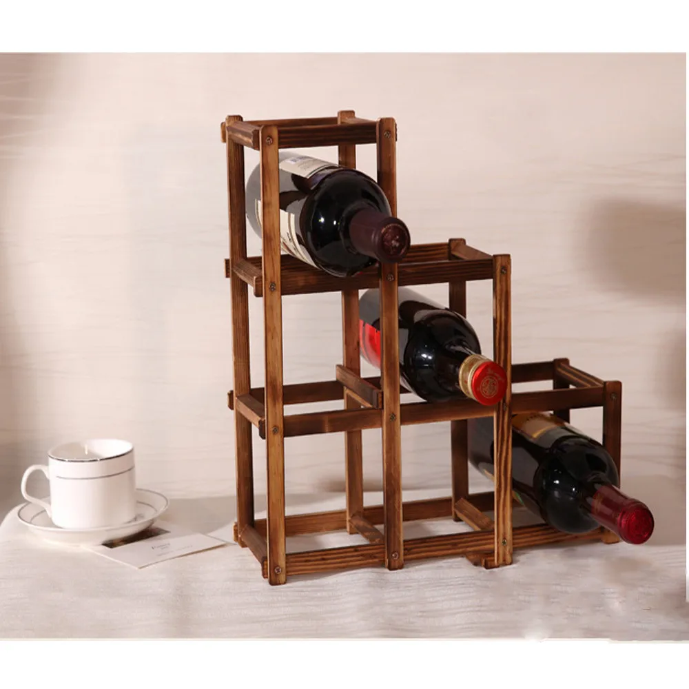2019 new arrive Wine Rack Wooden Folding Free Standing Bottles Bar