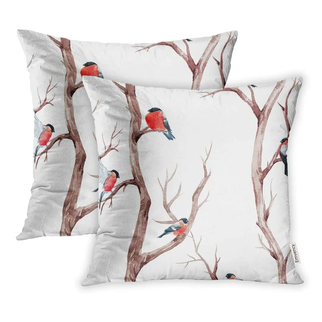 

Cases Watercolor Pattern Autumn Tree Birds Branches Tit Bullfinch Beautiful 16"x16"(40cmX40cm) Case Bed Couch