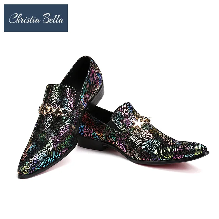 Zapatos Christia Genuino Bling Hombres Boda Moda Negocios La Vestido Multiple Hebilla Cuero Con Lujo De Estilo Estrella Bella 4qx4vS
