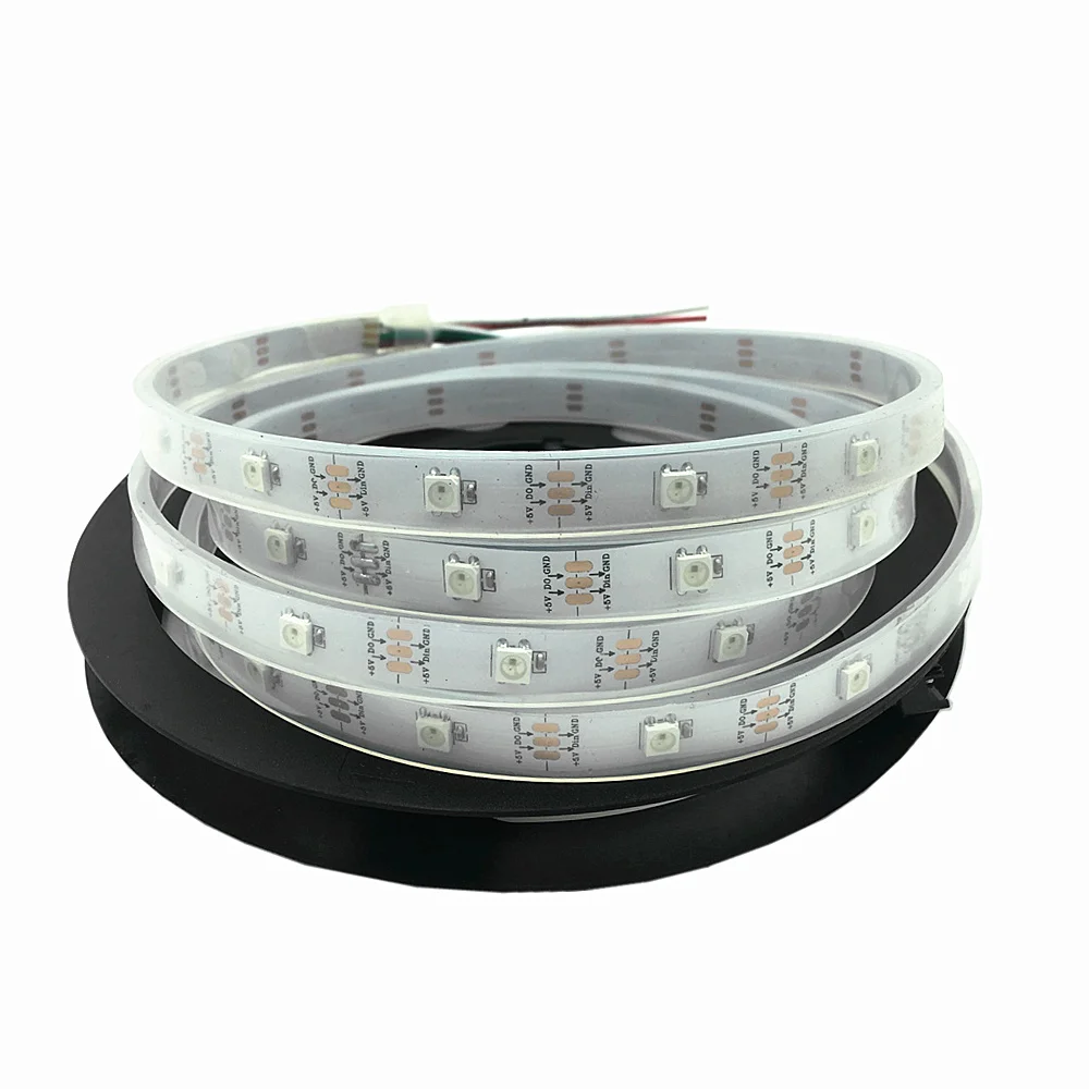 DC5V WS2812B 1 м 5 м 30/60/144 пикселей/светодиодов/m Smart led пикселей полосы, черный/белый печатных плат, WS2812 IC; WS2812B/m, IP30/IP65/IP67