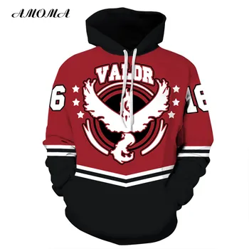 

AMOMA Unisex Realistic 3d Digital Print Pullover Hoodie Hooded Sweatshirt Red
