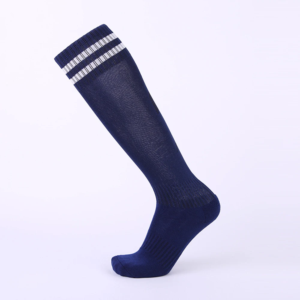 Брендовые футбольные носки для велосипеда, футбола, кемпинга, бега, велоспорта, длинные спортивные носки, профессиональные мужские футбольные гетры выше колена для взрослых - Цвет: blue mix white