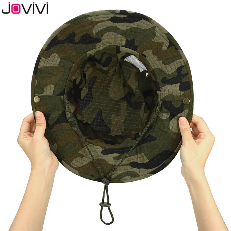 Jovivi 1 шт. уличная шляпа Boonie с широкими полями, дышащие сафари рыболовные шляпы для защиты от УФ-лучей, складная Военная Кепка, пара уличных шапок