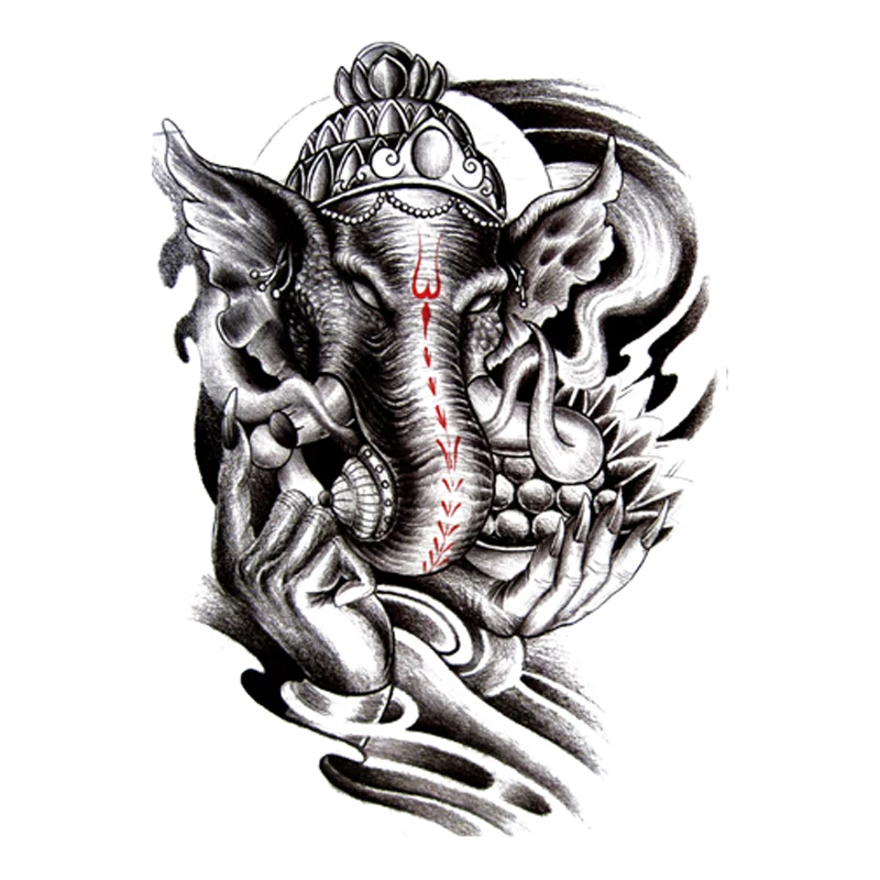 Водонепроницаемая временная татуировка наклейка на тело руки большого размера слон Татуировка в виде Ганеши тату наклейка s флэш-тату поддельные татуировки для мужчин