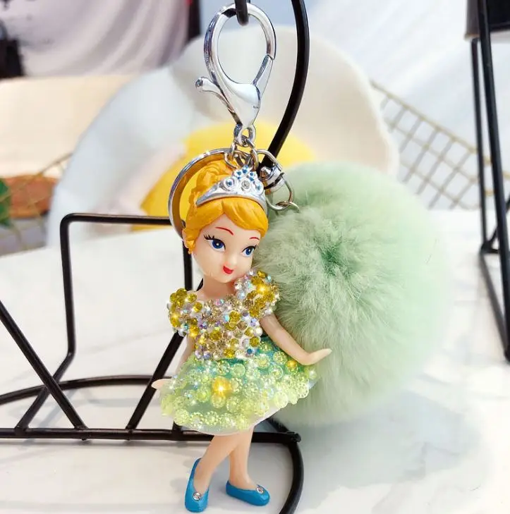 1 шт. милый Белоснежка Принцесса Русалочка, Золушка мультфильм игрушка кукла плюшевый брелок меховой шарик брелок плюшевые брелоки плюшевая игрушка - Цвет: Cinderella 2
