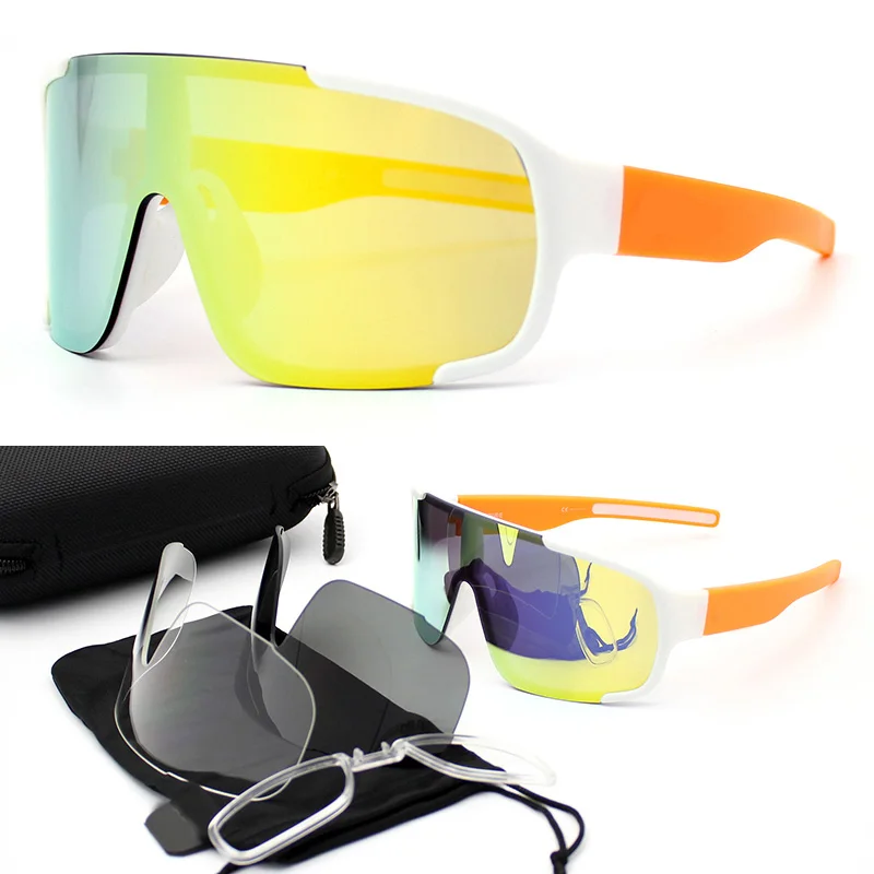 Поляризационные солнцезащитные очки с близорукостью очки для горной дороги велосипед UV400 mtb открытый бег очки для езды велосипедные очки - Цвет: Оранжевый