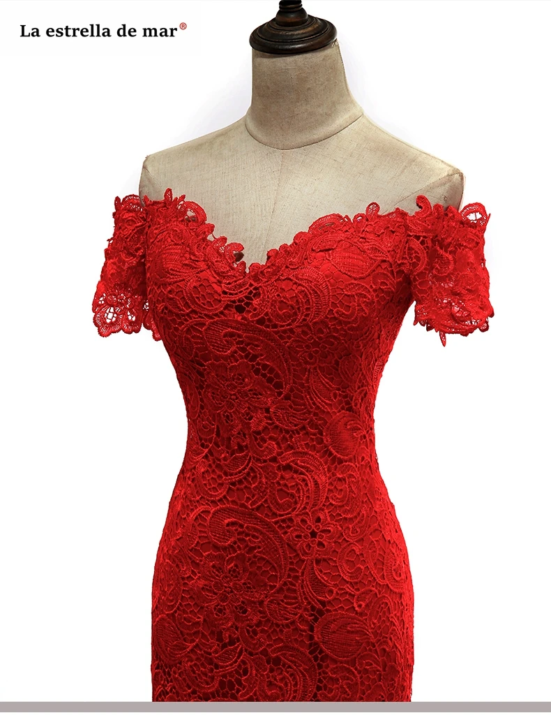 Vestidos de formatura 2019 новый кружевной вырез лодочкой назад Сексуальная Русалка Красные платья для выпускного длинные Дешевое вечернее платье