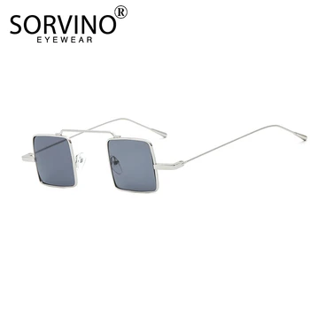 

SORVINO 2020 Retro Small Square Steampunk Sunglasses Women Men 90s Goggles Slim Gold Yellow Clear Tiny Sun Glasses Shades SN182