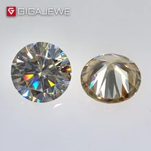 GIGAJEWE 6 мм 0.8ct желтое шампанское VVS1 круглая отличная огранка Муассанит сыпучий Камень Алмазный тест прошел лабораторный драгоценный камень для изготовления подарка