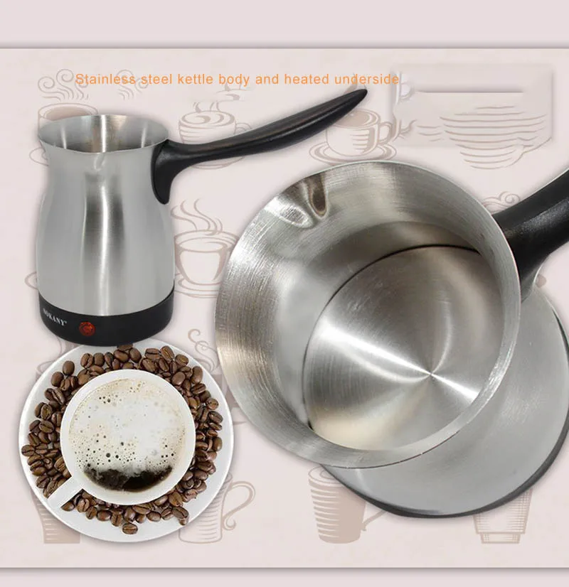 220V Электрический сосуд для кофе Кофе чайник Отопление вареная Чай Горячая кувшин для молока Нержавеющая сталь отдельно в итальянском стиле мокко