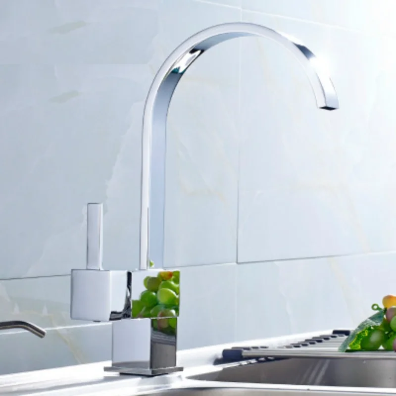 

Kitchen Faucet 360 Degree Rotation Rule Shape Curved Tap Basin Plumbing Hardware grifo cocina agua friay caliente #25