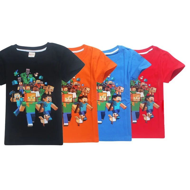 

new 10Cartoon Minecraft roblox T Shirt For Girls Tee Tops Clothes Children Summer Clothing Baby Cotton Costume 6-14y clothes