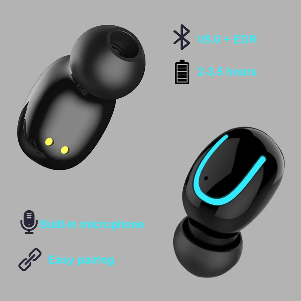 Bluetooth наушники 5,0 TWS, беспроводные наушники, стерео наушники, микрофон, свободные руки, музыкальные спортивные наушники, гарнитура для телефона HBQ Auriculares