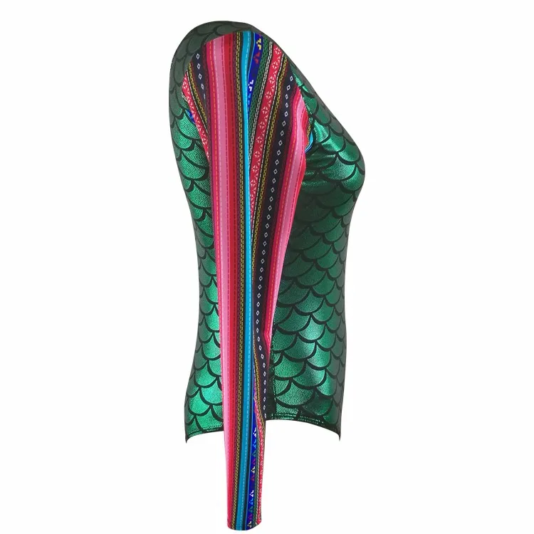 Купальный костюм с длинным рукавом, женский сексуальный купальный костюм русалки с эффектом рыбьей чешуи, разноцветный купальник с пуш-ап подкладкой, пляжный купальный костюм размера плюс XL