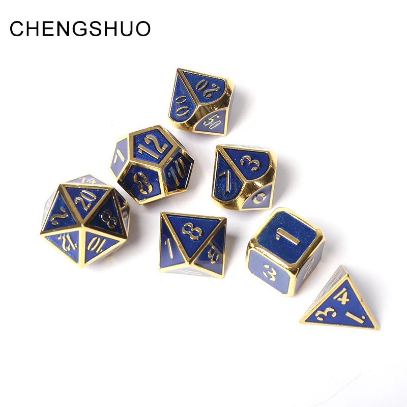 

Chengshuo polyhedral dice metal dnd rpg sets dungeons and dragons d20 10 6 8 12 table game inc alloy blue digital dices pattern