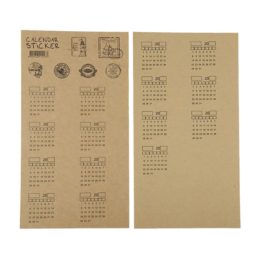 2 sheet/set 2021 Calendar Index Sticker Date Label Handwritten Blank Notebook Stationery Classification Calendar Schedule