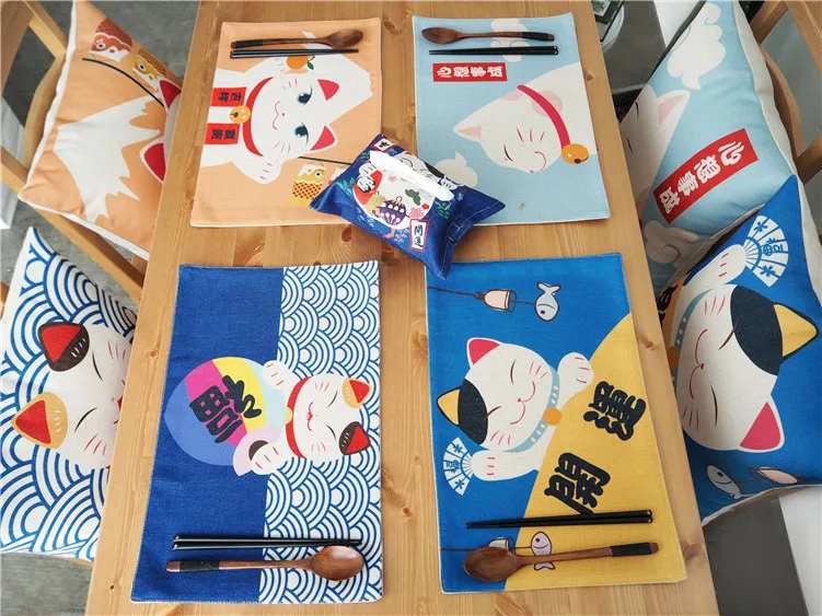 Фортуна кошка Японский мультфильм матерчатые коврики дизайн подставки для стола кухонные украшения аксессуары подстаканник блюдо изоляционный коврик