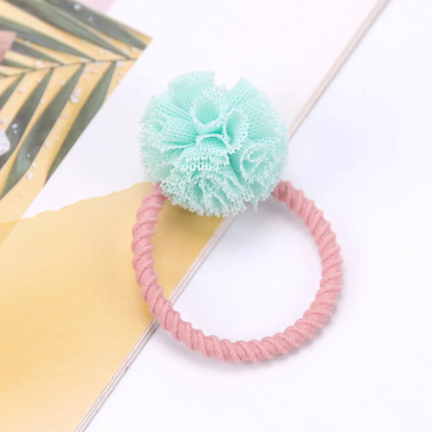 2PCS Cute Little Girls Hair Ties Ball Elastic Hair Band For Kids Hair Ropes Hair Accessories - Цвет: Синий