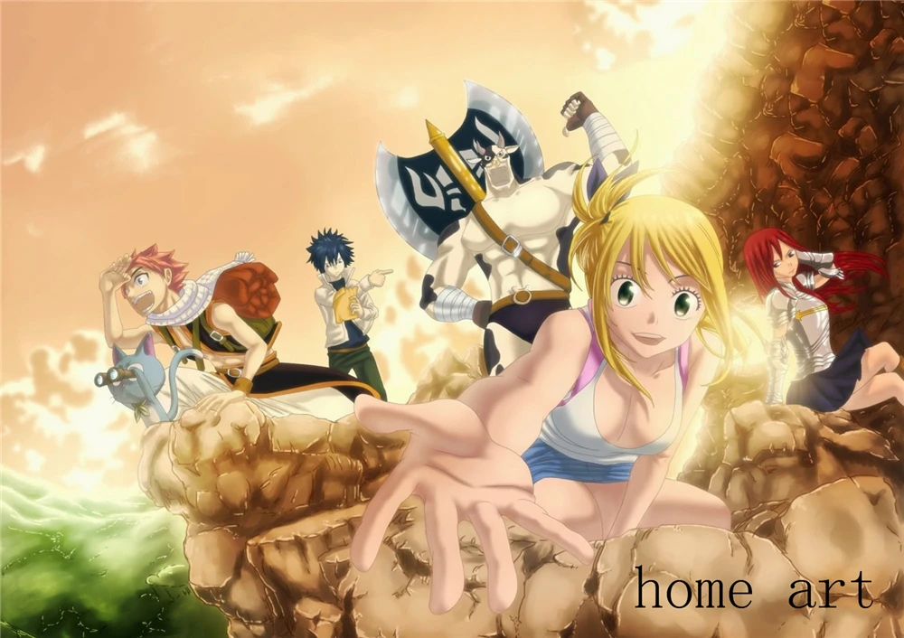 Fairy Tail Плакаты аниме стены наклейки с белым покрытием Бумага принты Высокое разрешение украшения дома гостиная Спальня - Цвет: Темно-серый