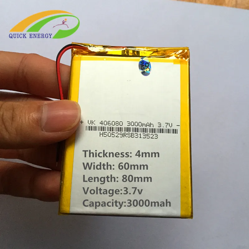3.7V thium battery 406080 polymer cp mobile power batteries flat 3000mah | Электроника