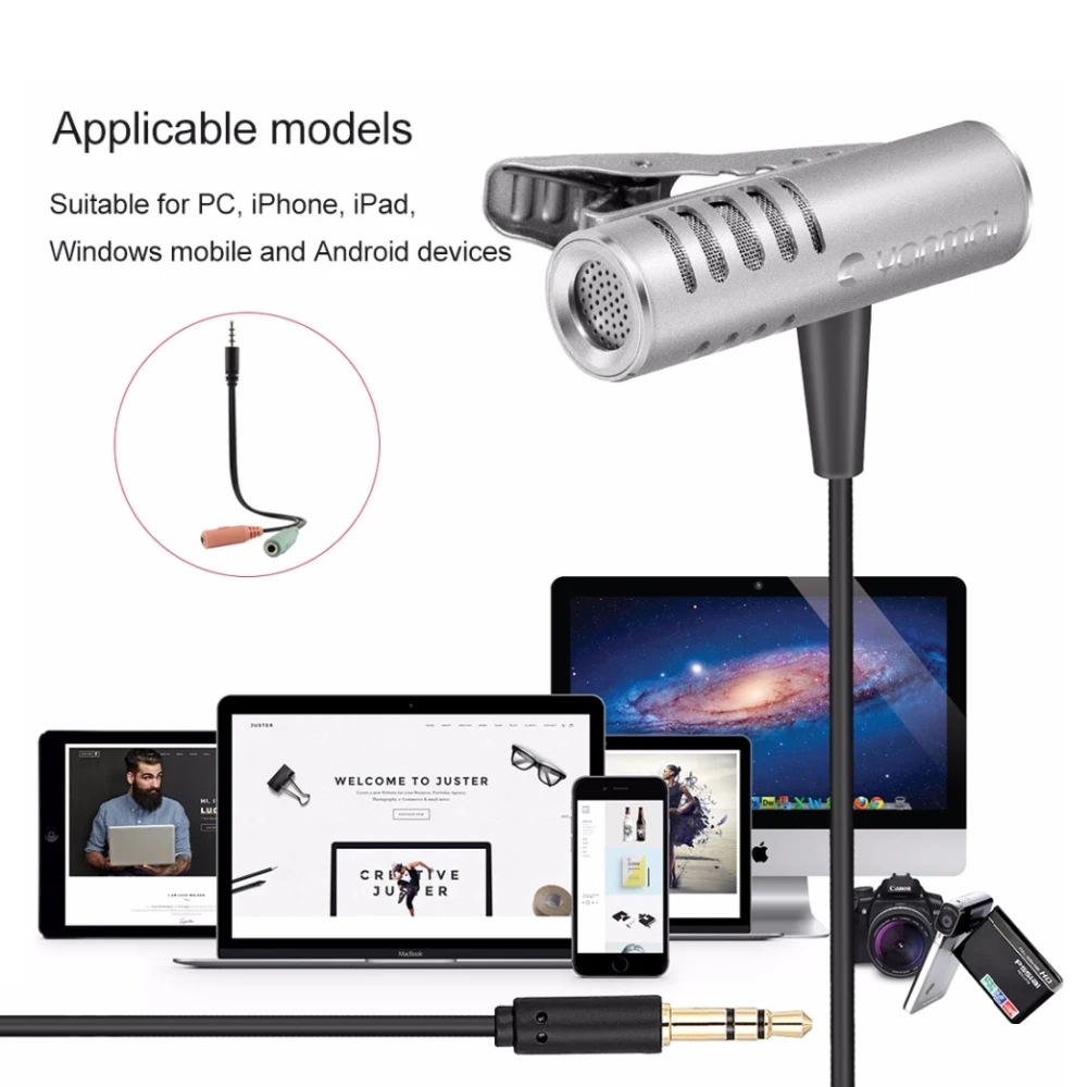 

Portable 3.5mm Mini Headset Microphone Lapel Lavalier Clip Microphone for Lecture Teaching Conference Guide Studio Mic
