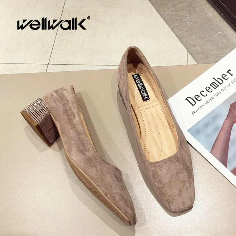 

Wellwalk Heeled Shoes Women Pumps Slip-on Shoes Ladies Pumps Block Heel Shoes Female Heel Pumps Women Dress Shoes Spring