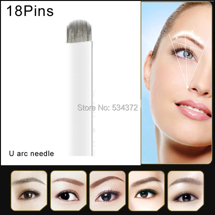 

18 PinX50pcs U Shape Tattoo Needles Permanent Makeup Eyebrow Embroidery Blade For 3D Microblading Manual Tattoo Pen