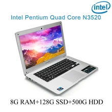 P1-07 silver 8G RAM 128G SSD 500G HDD Intel Pentium N3520 14 laptop notebook keyboard and OS language available for choose"