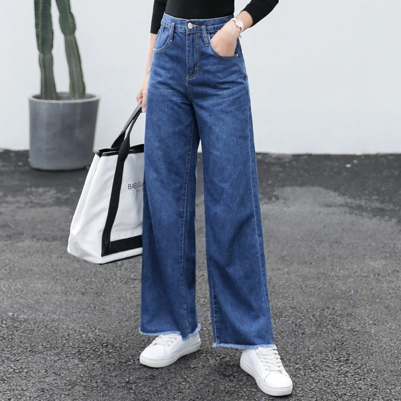Женские джинсы размера плюс, шикарные широкие джинсы, женские свободные джинсы с высокой талией, пуш-ап, джинсы для мам, женские штаны, женские брюки - Цвет: blue