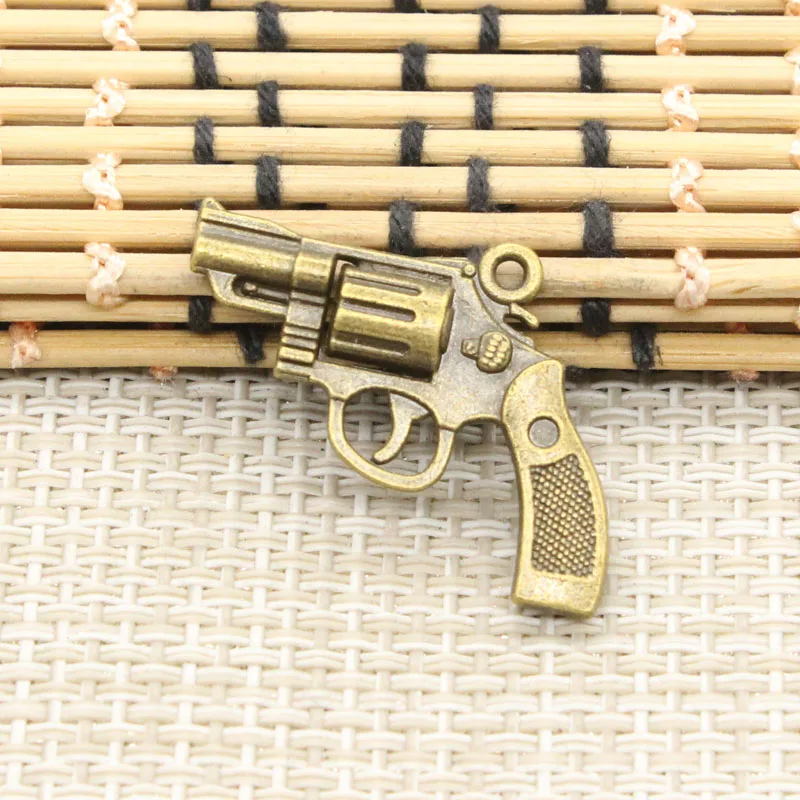 10 шт. шармы Револьвер пистолет 29x22 мм тибетские посеребренные Подвески антикварные ювелирные изделия Изготовление DIY ручной работы