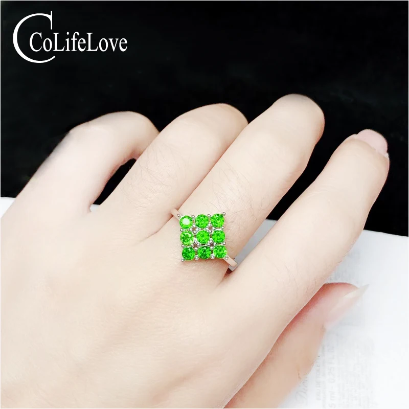 Ювелирные изделия CoLife 925 Серебряное кольцо из диопсида натуральный хром 9 штук