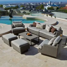 Всепогодный 8 шт глубокое сидение плетеный диван из ротанга для Патио Набор