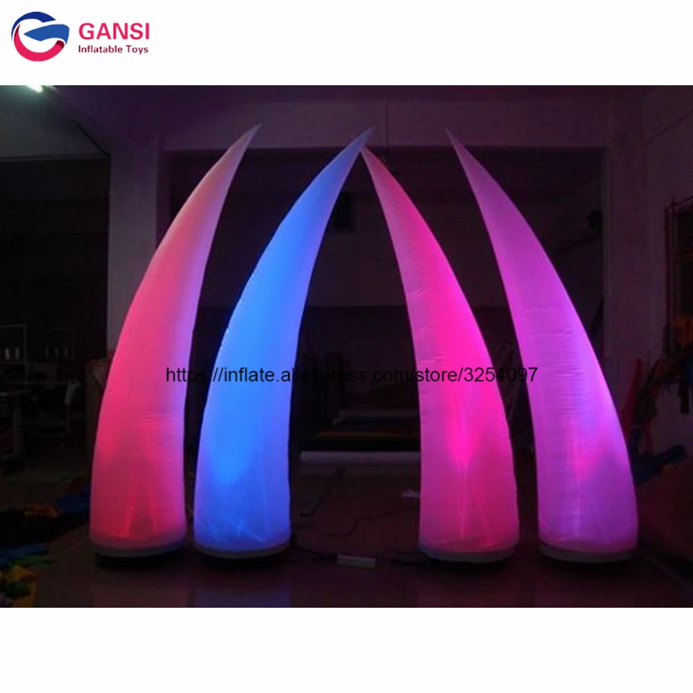 

2018 hot sale event decoration inflatable tusks with led light ,3m inflatable Led cone column for stage decoration