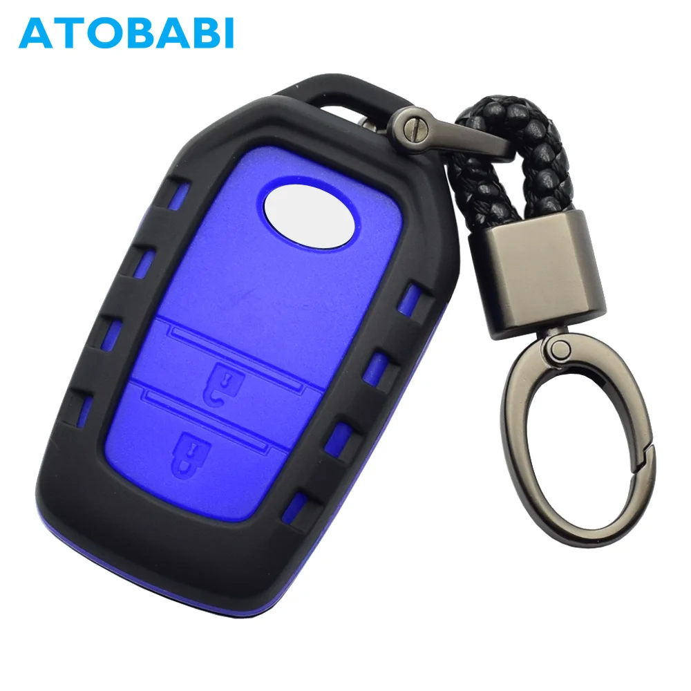 

ATOBABI 2 Buttons Car Key Case ABS Silicone Remote Fobs Cover Keychain for Toyota Innovo Chr C-HR Land Cruiser 200 Avensis Auris