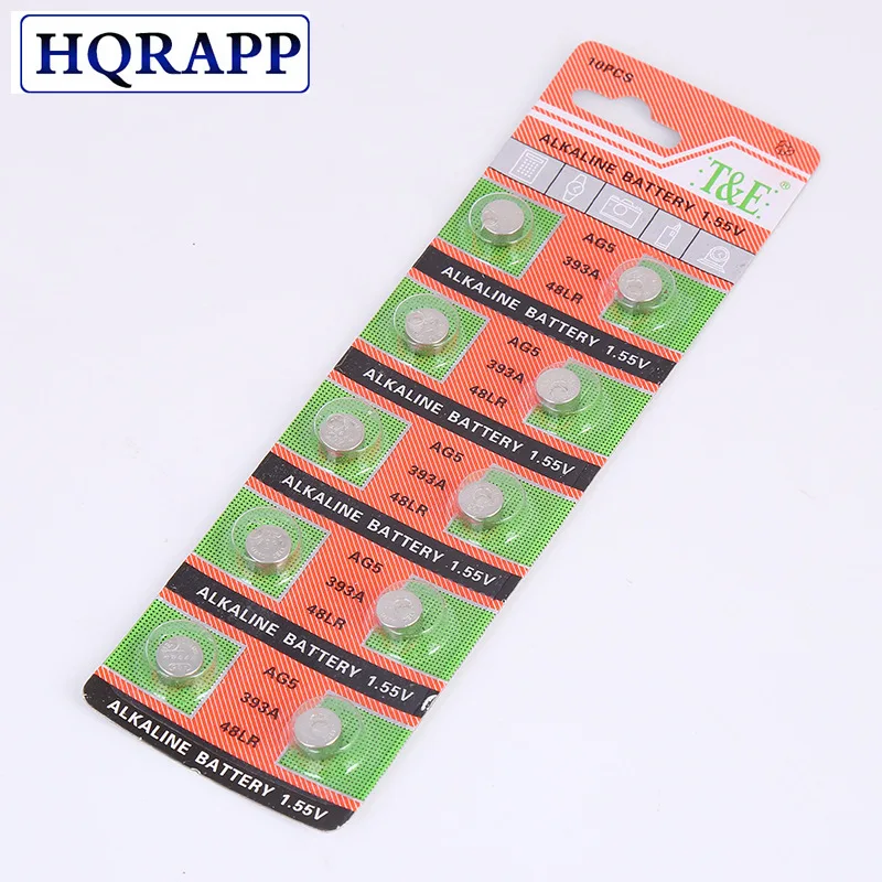 

10pcs AG5 AG 5 G5 393A LR48 LR754 15 193 LR48 LR 48 D309 399 1.55V 60mAh Button Cell Coin Batteries battery