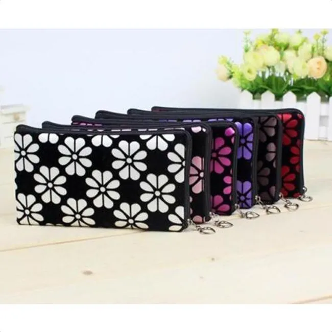 

2019 New Lady Women Floral Zipper Long Wallet Printing Square Coin Purse Pouch Portable Storage Bag