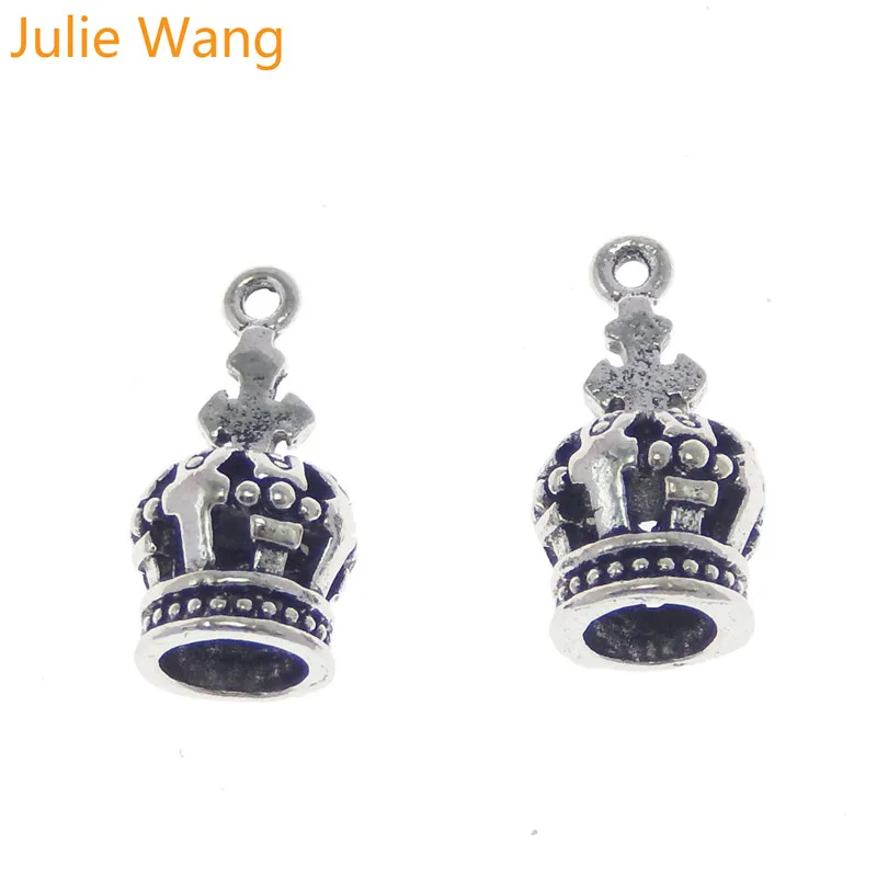 

Julie Wang 20pcs Alloy Antique Silver Crown Charms Suspension Necklace Pendants Bracelet Fingdings Jewelry Making Accessory