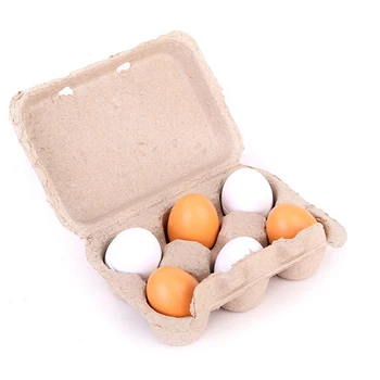 

6PCS/Lot Simulation Toys Wooden egg Duck Egg Group Boxed Children Wooden Toy Egg for Kids Early Development