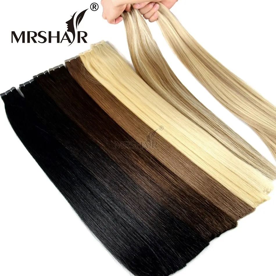 produs mrshair remy tape in human hair extensions double drawn