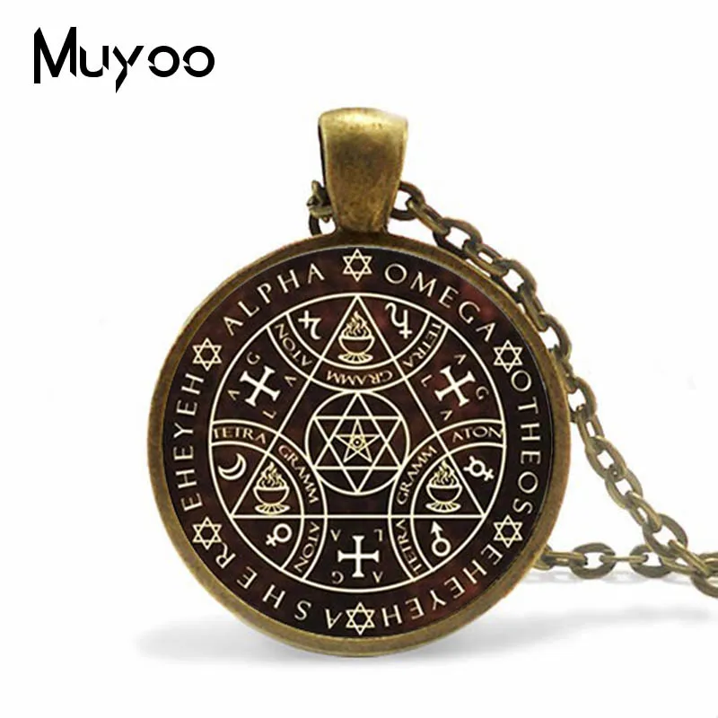 New Arrival Key of Solomon Sigil Logo Round Pendant Necklace Vintage Fashion Choker Jewelry Gift Gaudy Adventurer|silver choker|necklace