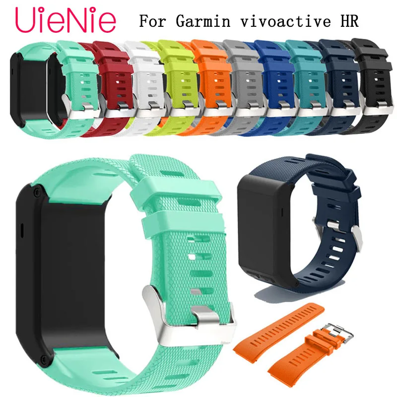 

Soft silicone Wristband Sports replacement bracelet for Garmin vivoactive HR smart watch strap with silver pin buckle watch band