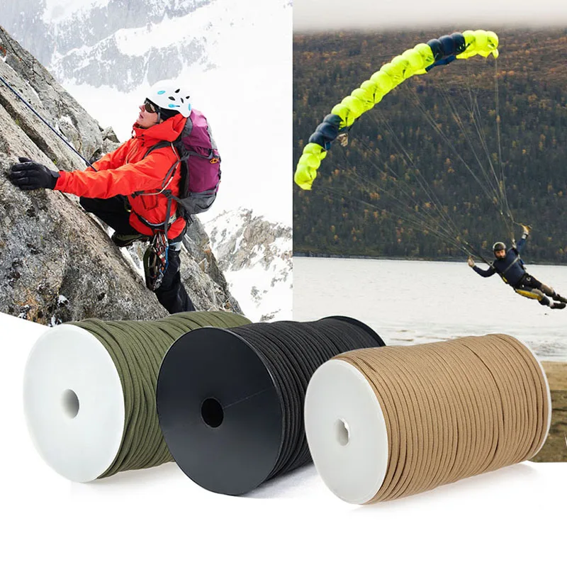 

100M 550 Type Parachute Cord Lanyard Tent Rope Guyline Mil Spec Type III 7 Strand 50FT 100FT For Hiking Camping