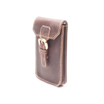 

Antique men crazy horse leather purse first layer cowhide man bag leather phone bag by hand waist bag XY417