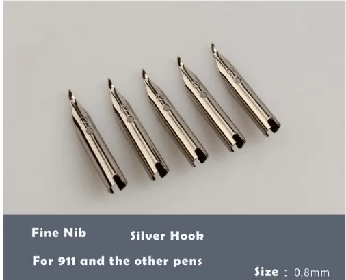 

5PCS 0.38MM Extra Fine or Calligraphy Bent 0.8mm Fountain Pen Sliver Nib for Jinhao 911/9009/126/51A
