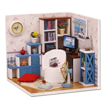 

IIECREATE Diy Assemble Mini House Toy Wooden Miniatura Doll Houses Handmade Doll House Toys With Furniture Led Lights Kids Bir