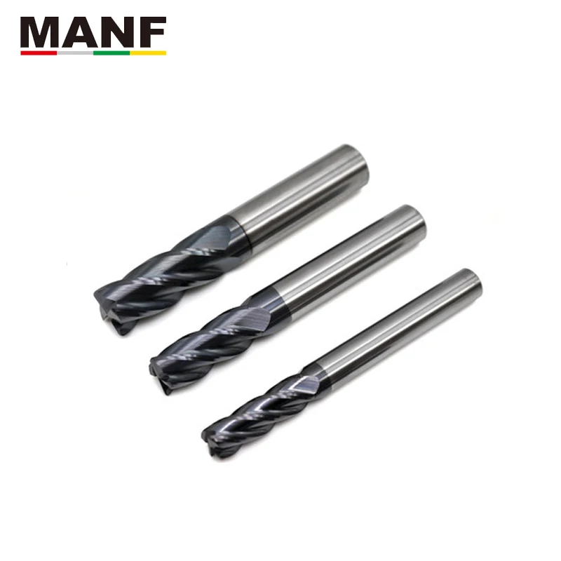 Концевая фреза с квадратным круглым носом MANF 4Flute HRC50 1R0.2 12R3.0 вольфрамовый Карбид