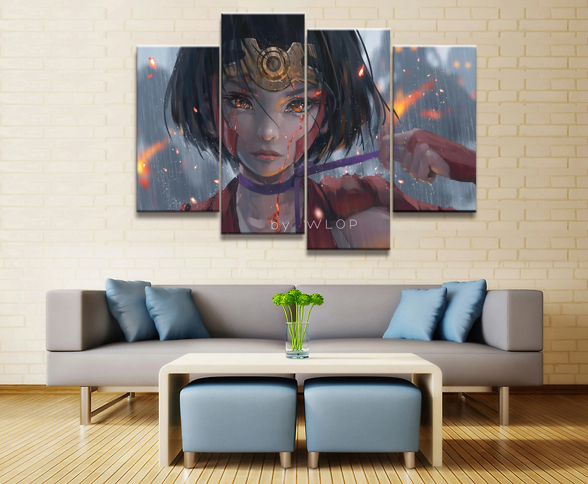 4 Panel WLOP My Hero Academia Animation Canvas Poster Printed Painting Living Room Wall Art Decor Picture Artworks Poster