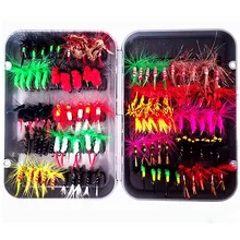 KKWEZVA 100pcs Insects Fishing fly Lure different Style Salmon Flies Trout Single Dry Fly Fishing Lures Fishing Tackle with box