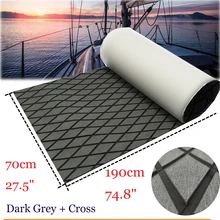 Alfombra EVA para cubierta de barco, alfombra para suelo de barco, gris oscuro en negro, alfombra antideslizante para cubierta de teca, 70x190 cm, accesorios para barcos