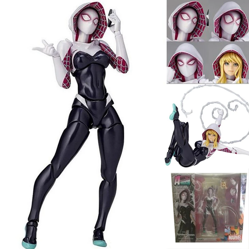 Revoltech Series NO.004 Spider Gwen Stacy PVC Action Figure Collectible Model Toy 15cm